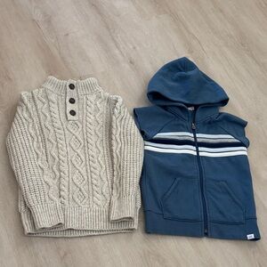 GAP Kids Cream Cable Knit Sweater and Navy Hooded Zip Vest